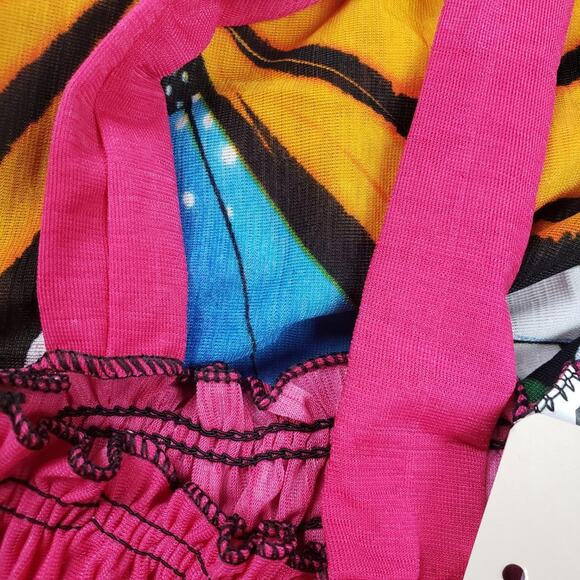 NWT Si Rou Smocked Pink Ombre Butterfly Mini Sundress Women's Size Medium - Picture 8 of 8